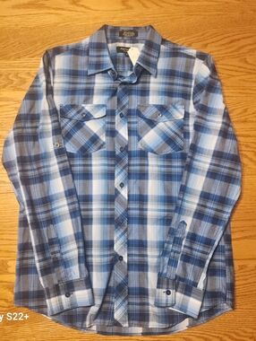 M68 Eighty Eight Platinum Men's Blue Plaid Button-Up Western Long Sleeved Shirt